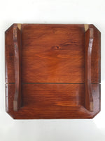 Antique Japanese Wooden Lacquered Low Table Brown Square Serving Tray Ozen L429