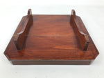 Antique Japanese Wooden Lacquered Low Table Brown Square Serving Tray Ozen L429