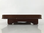 Antique Japanese Wooden Lacquered Low Table Brown Square Serving Tray Ozen L429