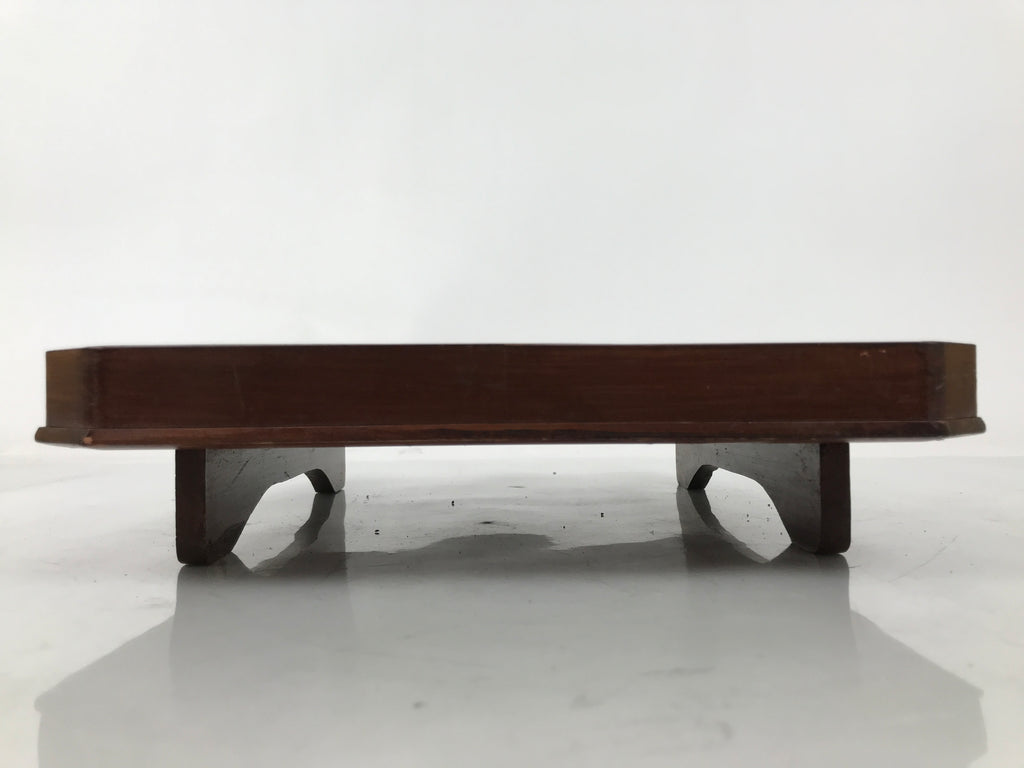 Antique Japanese Wooden Lacquered Low Table Brown Square Serving Tray Ozen L429