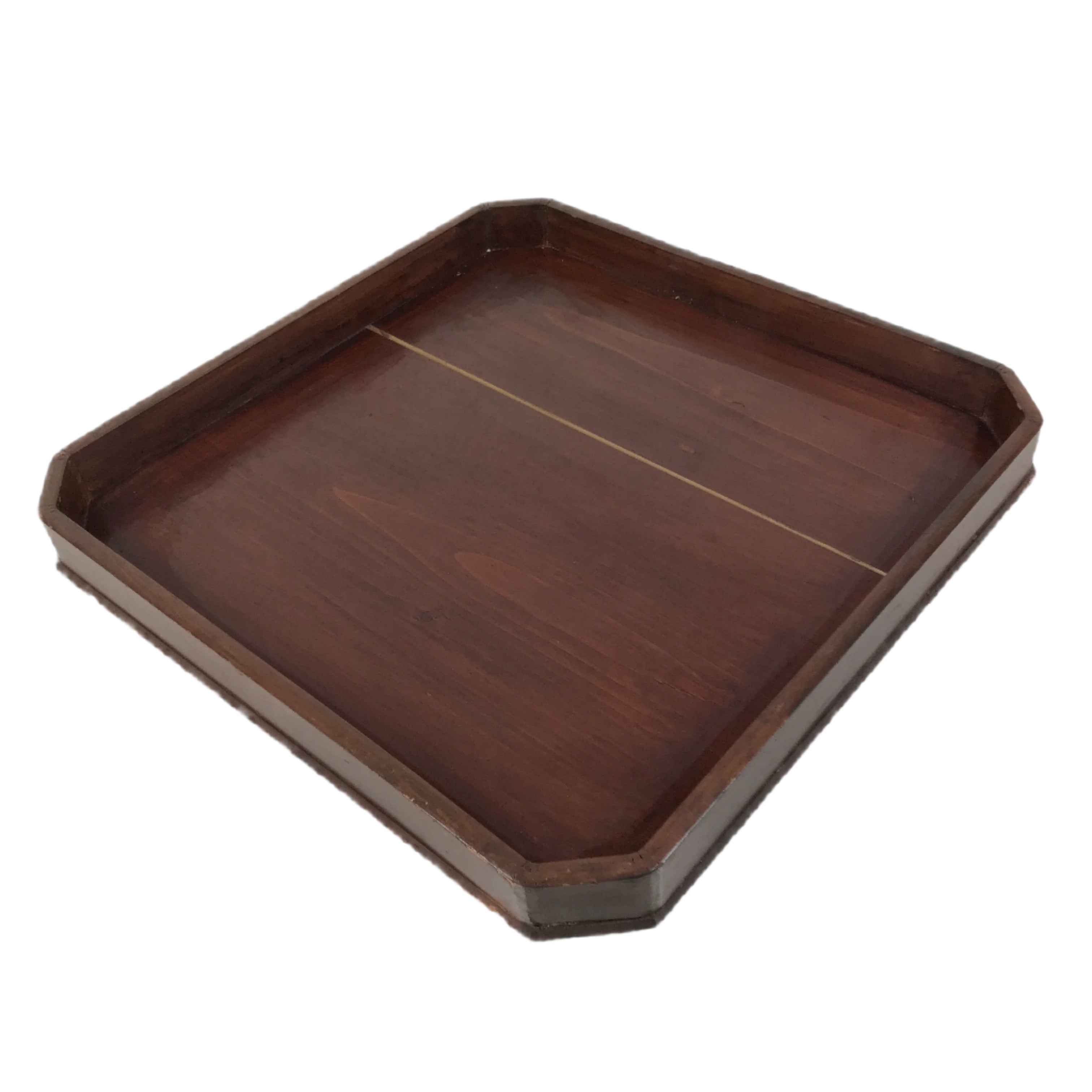 Antique Japanese Wooden Lacquered Low Table Brown Square Serving Tray Ozen L429