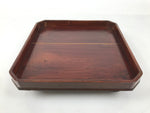 Antique Japanese Wooden Lacquered Low Table Brown Square Serving Tray Ozen L430