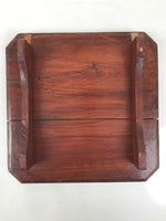 Antique Japanese Wooden Lacquered Low Table Brown Square Serving Tray Ozen L430