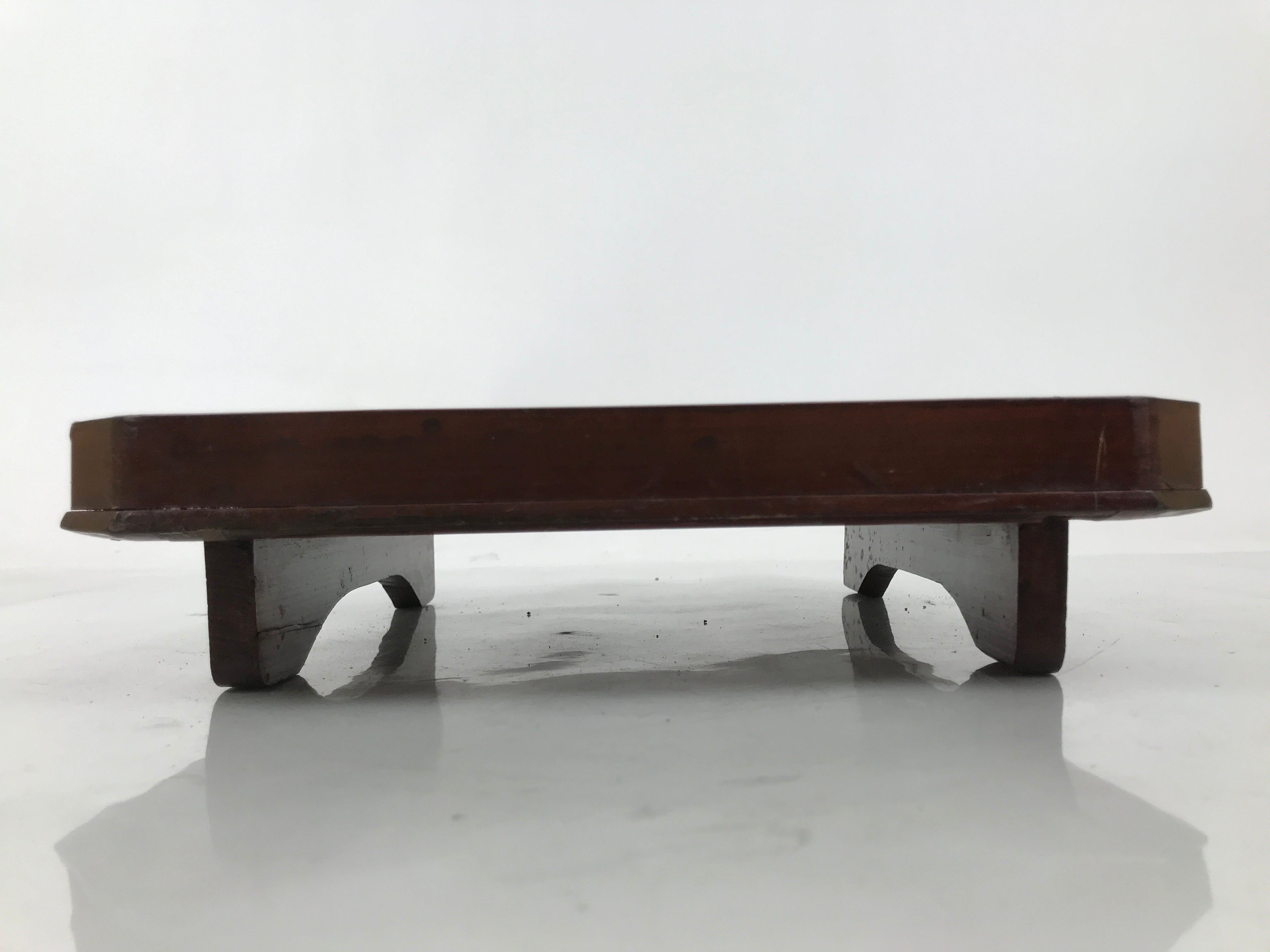 Antique Japanese Wooden Lacquered Low Table Brown Square Serving Tray Ozen L430
