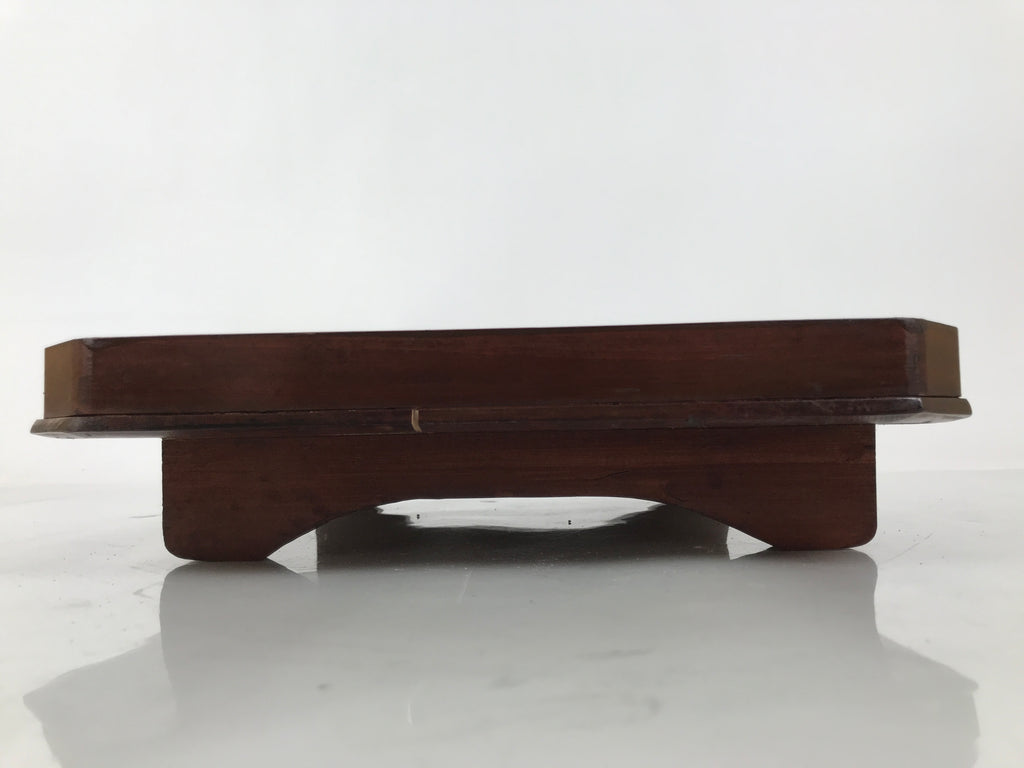 Antique Japanese Wooden Lacquered Low Table Brown Square Serving Tray Ozen L430