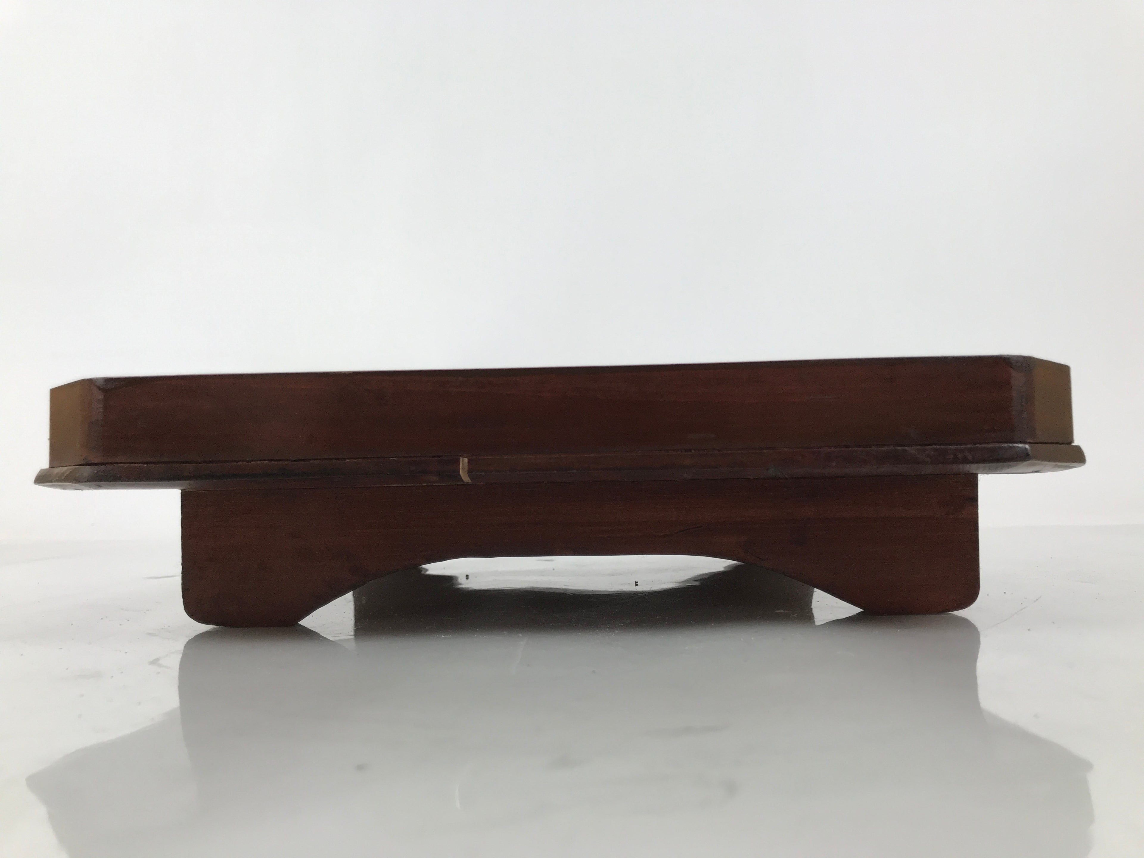 Antique Japanese Wooden Lacquered Low Table Brown Square Serving Tray Ozen L430