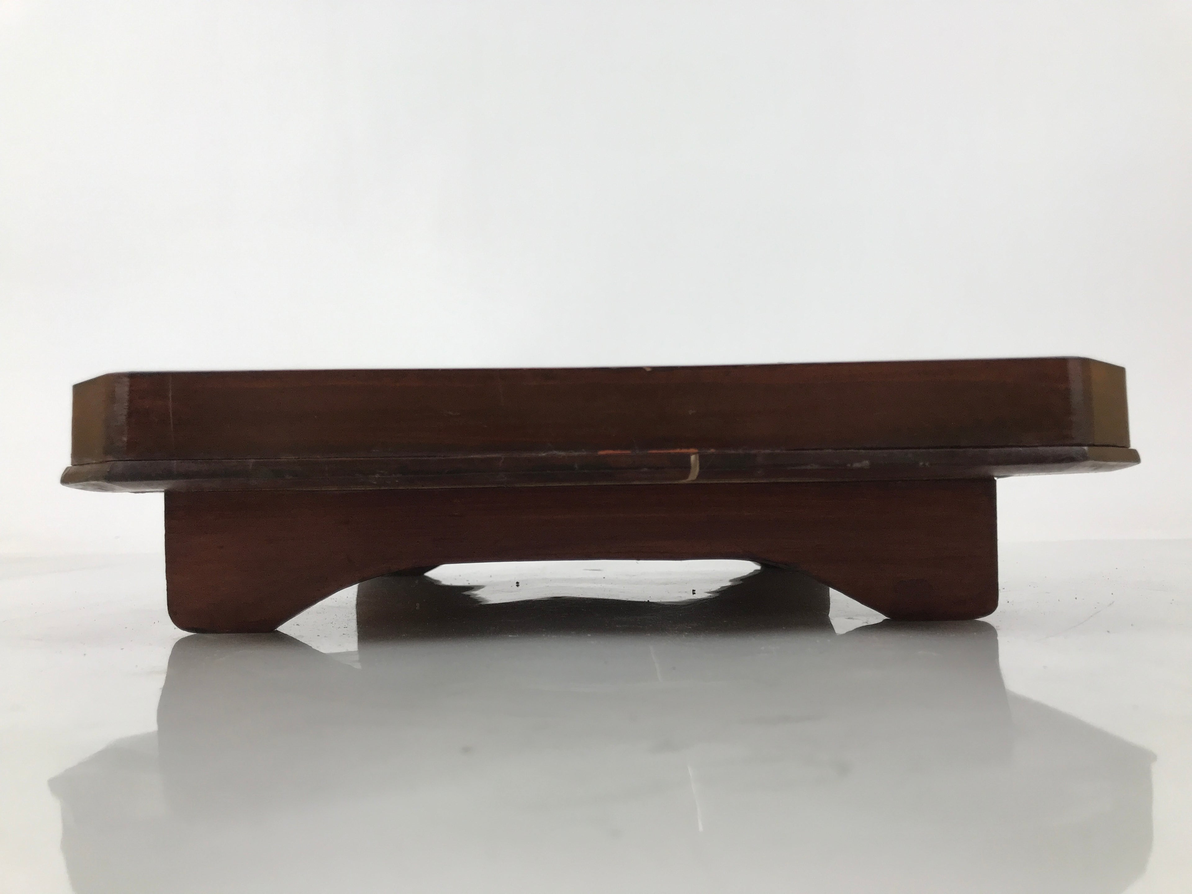 Antique Japanese Wooden Lacquered Low Table Brown Square Serving Tray Ozen L430