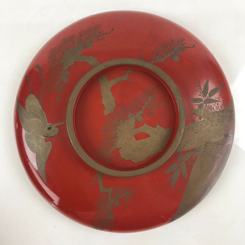 Antique Japanese Wooden Lacquerware Lidded Snack Bowl Kashiki Tea Ceremony UR946