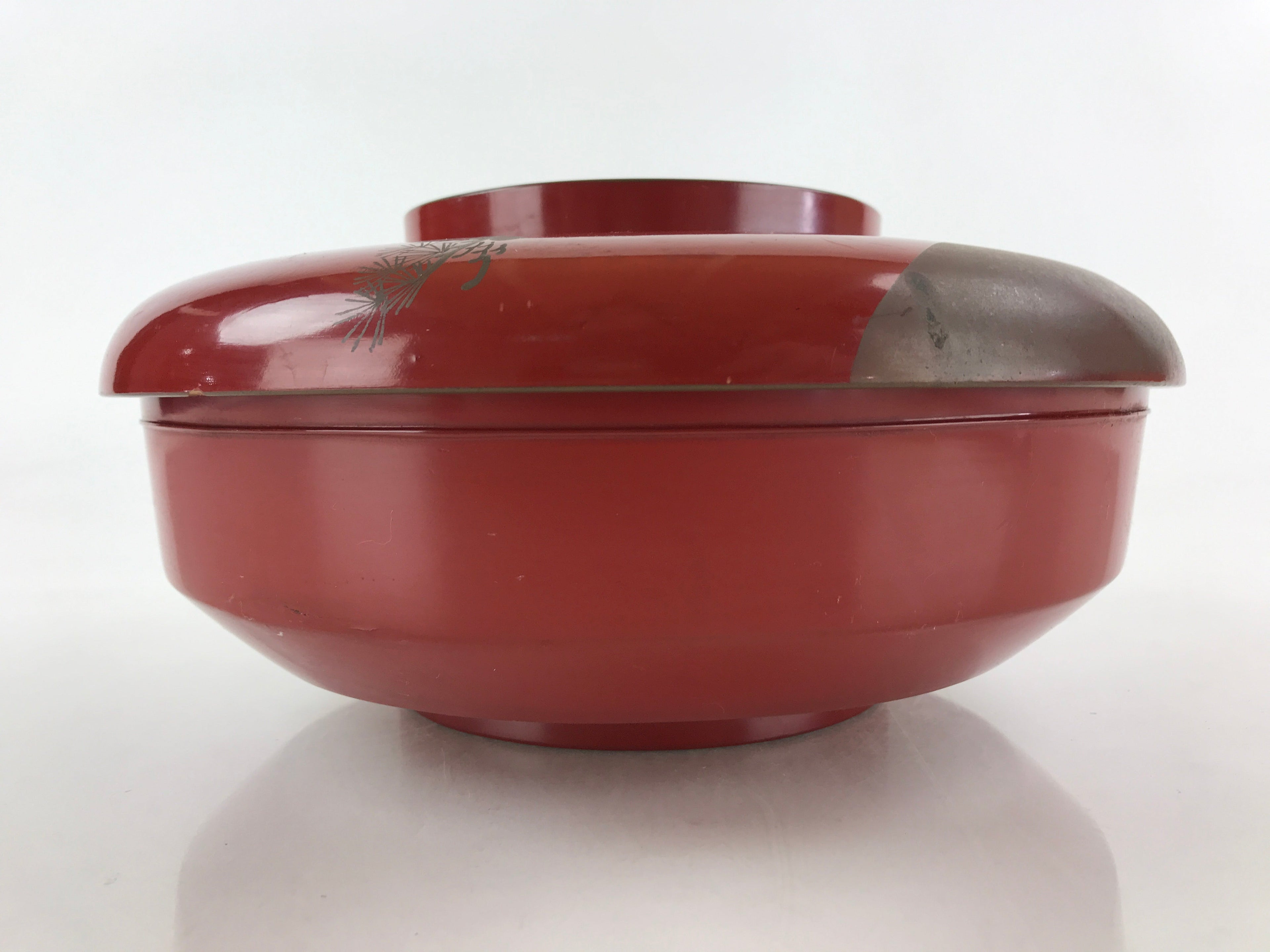 Antique Japanese Wooden Lacquerware Lidded Snack Bowl Kashiki Tea Ceremony UR946