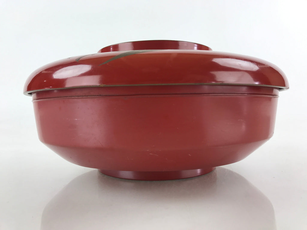 Antique Japanese Wooden Lacquerware Lidded Snack Bowl Kashiki Tea Ceremony UR946