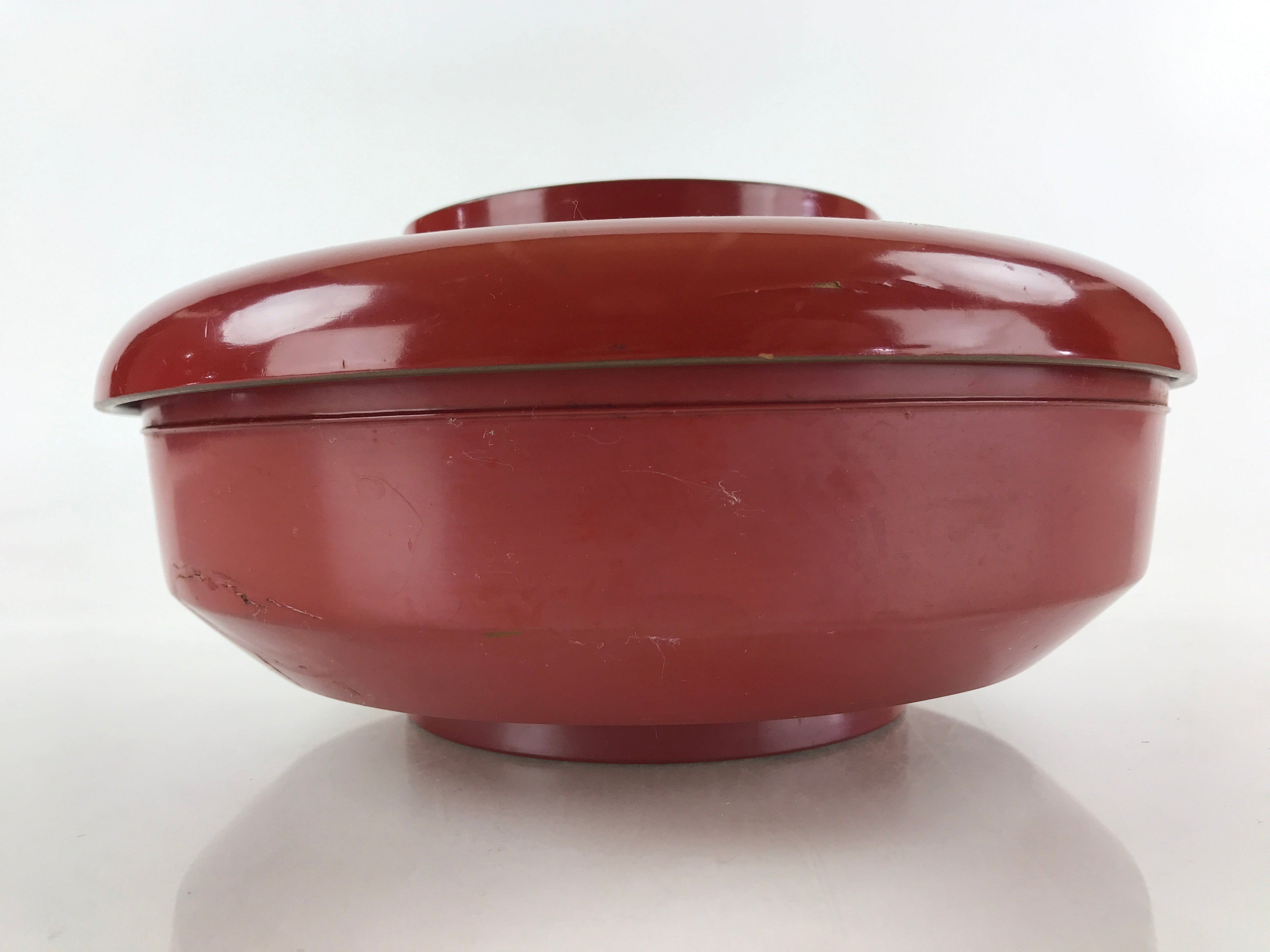 Antique Japanese Wooden Lacquerware Lidded Snack Bowl Kashiki Tea Ceremony UR946