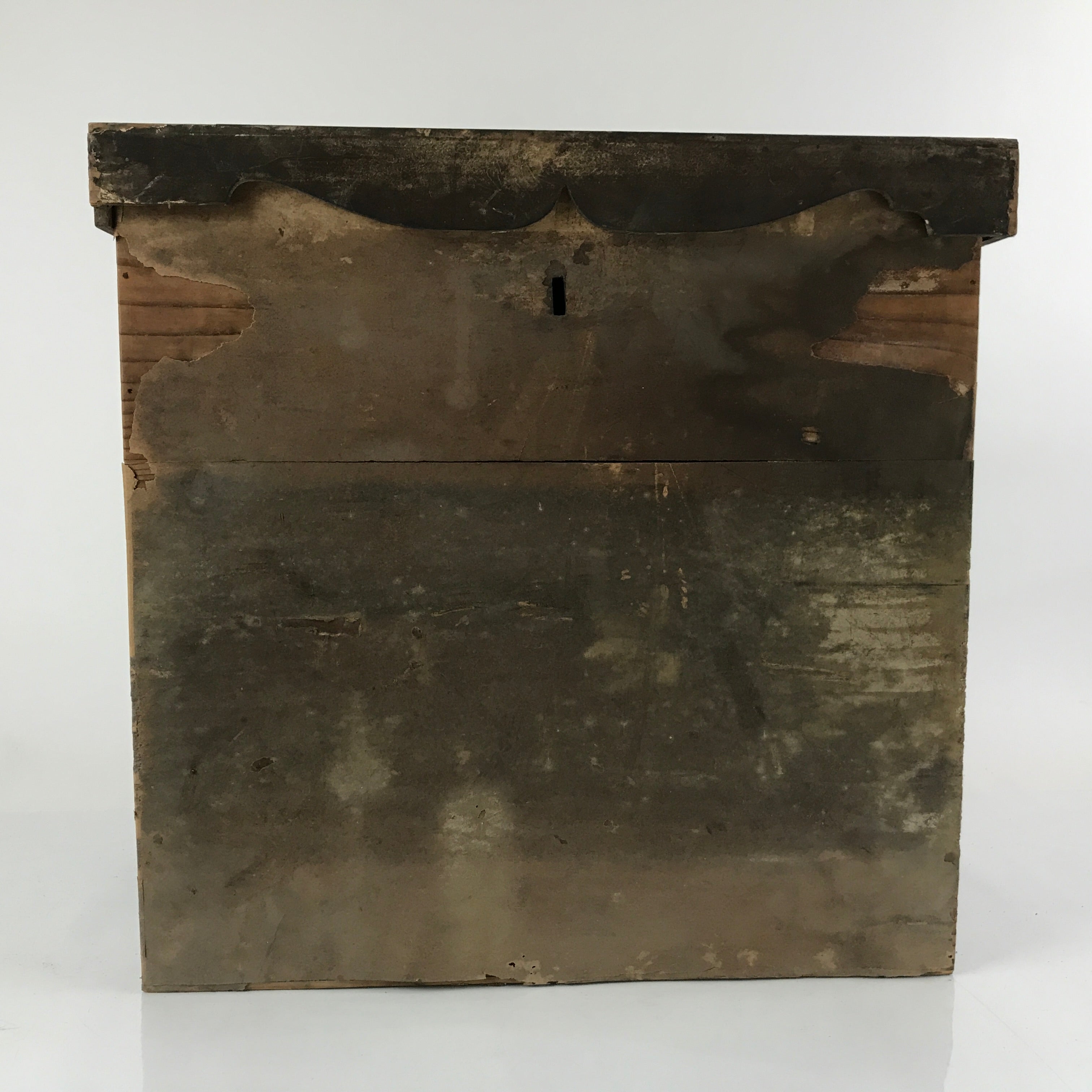 Antique Japanese Wooden Large Lidded Storage Box Inside 21x44x44.5cm Brown X135