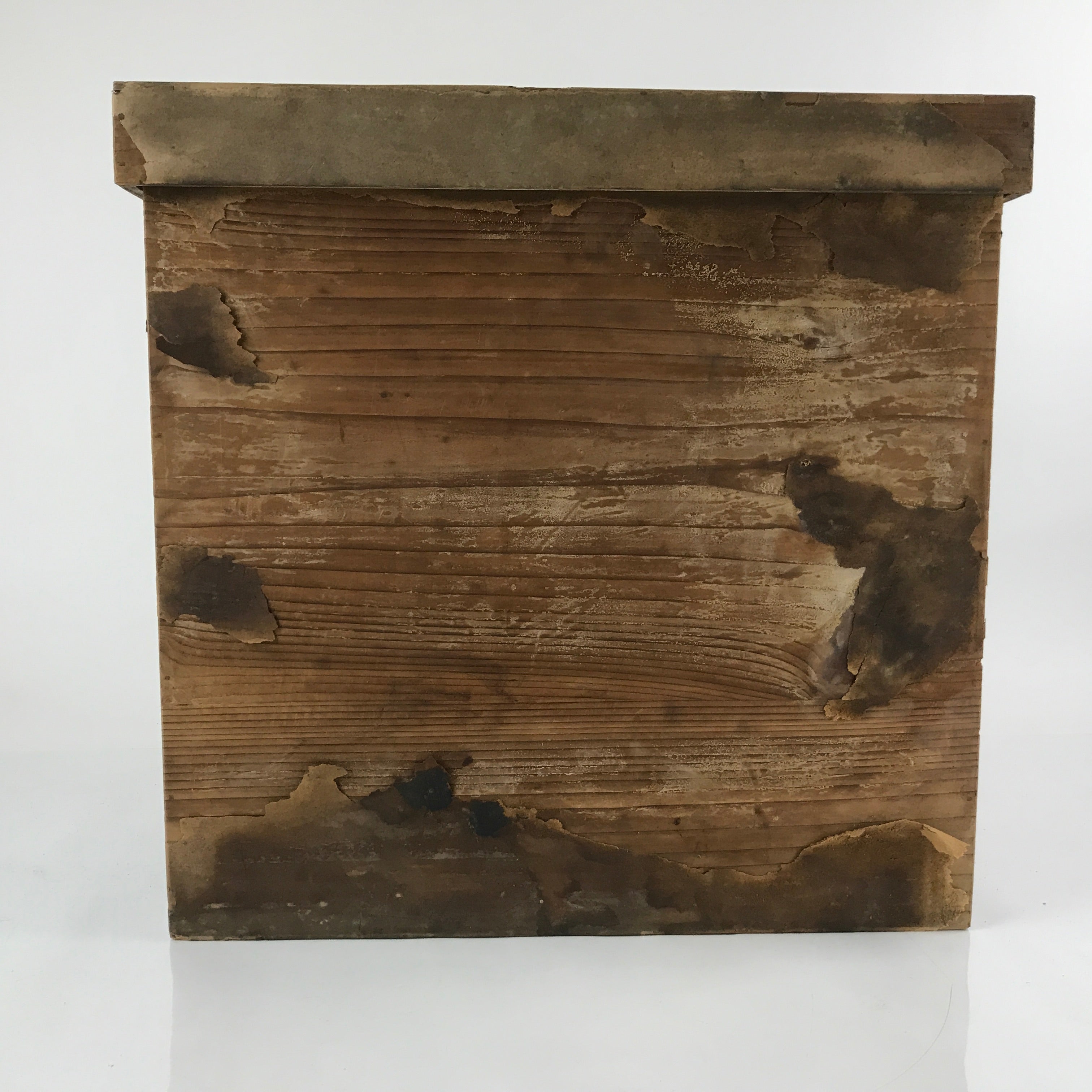 Antique Japanese Wooden Large Lidded Storage Box Inside 21x44x44.5cm Brown X135