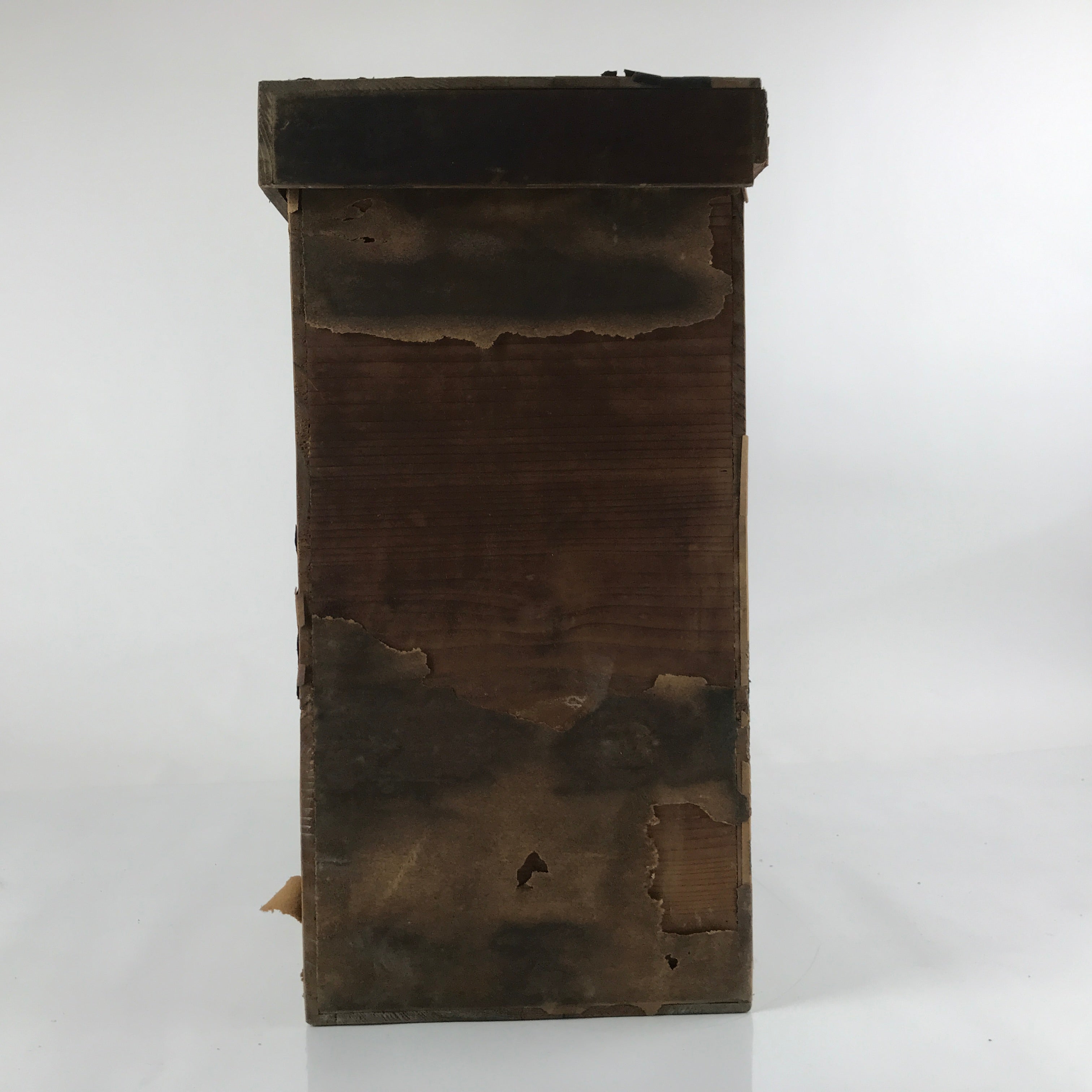 Antique Japanese Wooden Large Lidded Storage Box Inside 21x44x44.5cm Brown X135