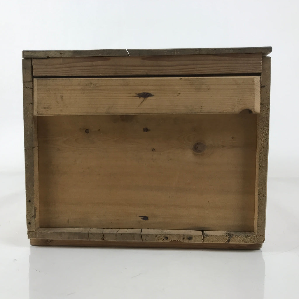 Antique Japanese Wooden Lidded Pottery Bowl Box Inside 41x26.5x20.5cm Brown X147