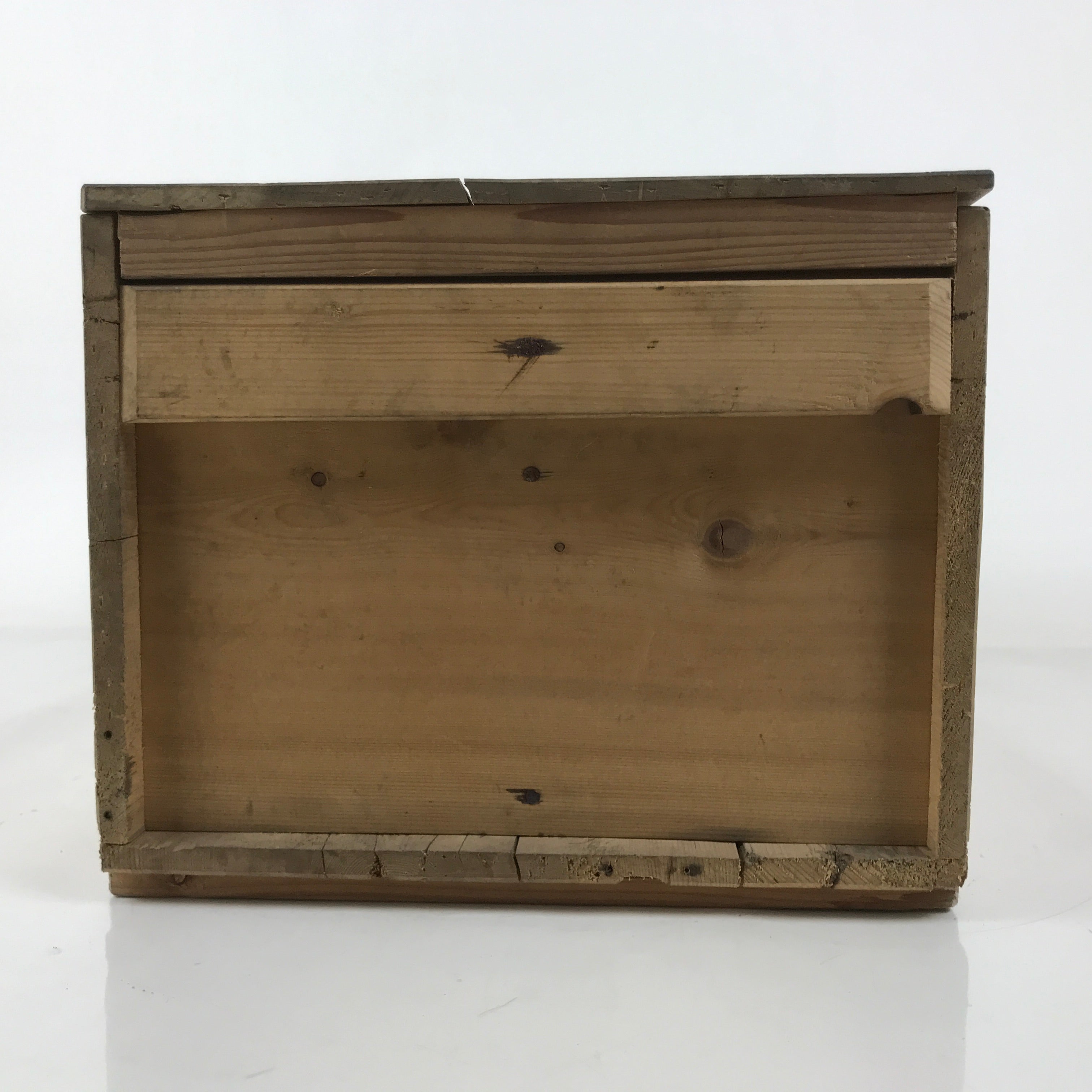 Antique Japanese Wooden Lidded Pottery Bowl Box Inside 41x26.5x20.5cm Brown X147