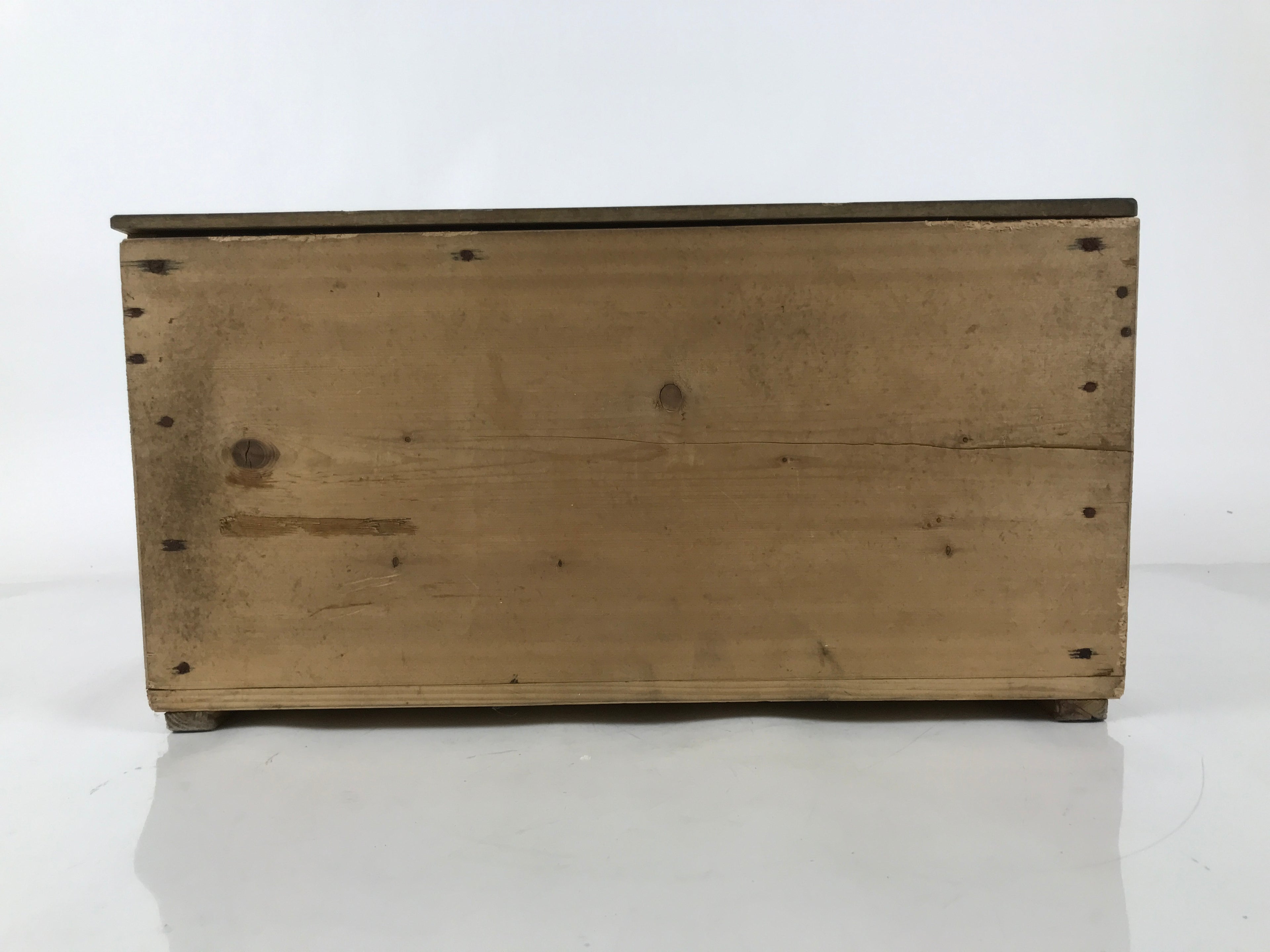 Antique Japanese Wooden Lidded Pottery Bowl Box Inside 41x26.5x20.5cm Brown X147