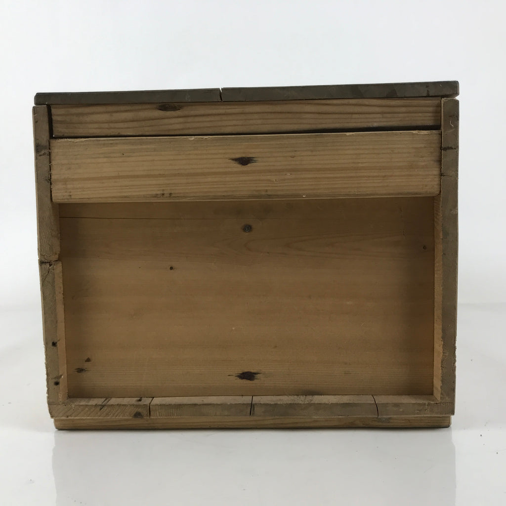 Antique Japanese Wooden Lidded Pottery Bowl Box Inside 41x26.5x20.5cm Brown X147