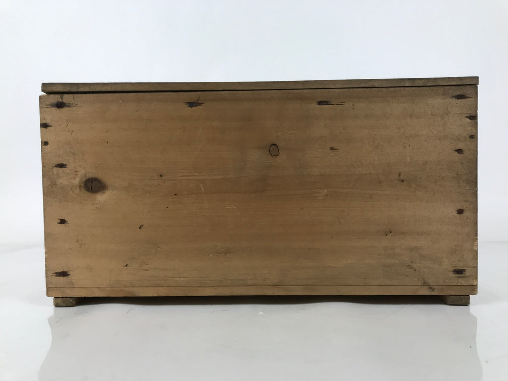 Antique Japanese Wooden Lidded Pottery Bowl Box Inside 41x26.5x20.5cm Brown X147