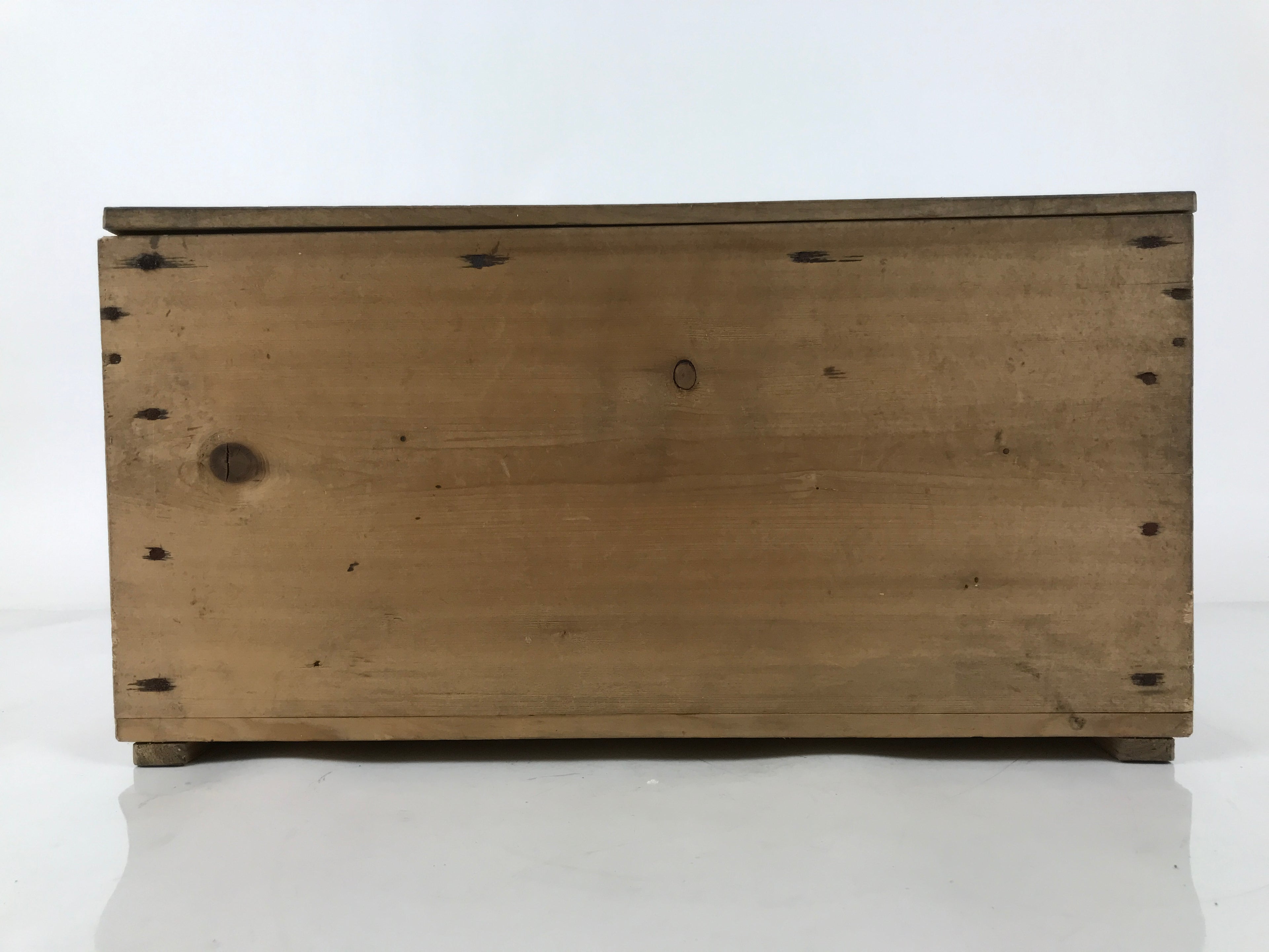 Antique Japanese Wooden Lidded Pottery Bowl Box Inside 41x26.5x20.5cm Brown X147