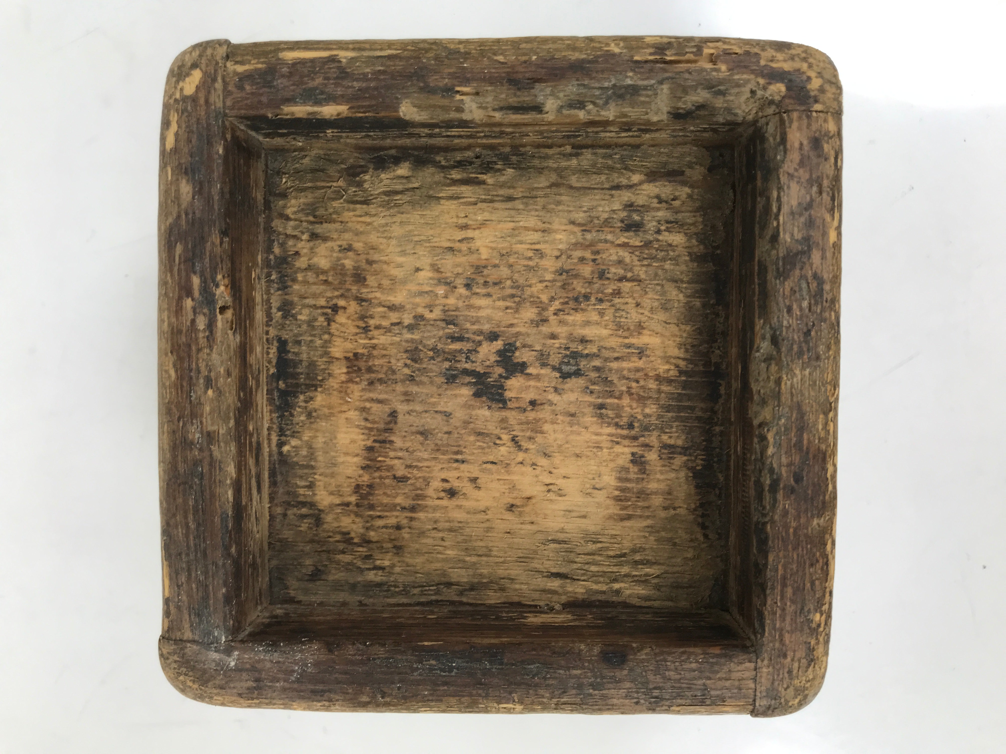 Antique Japanese Wooden Measuring Cup Masu Decoration Box Tool Brown L418