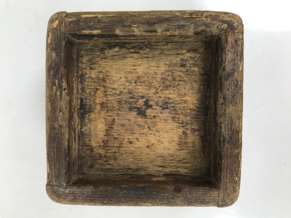 Antique Japanese Wooden Measuring Cup Masu Decoration Box Tool Brown L418