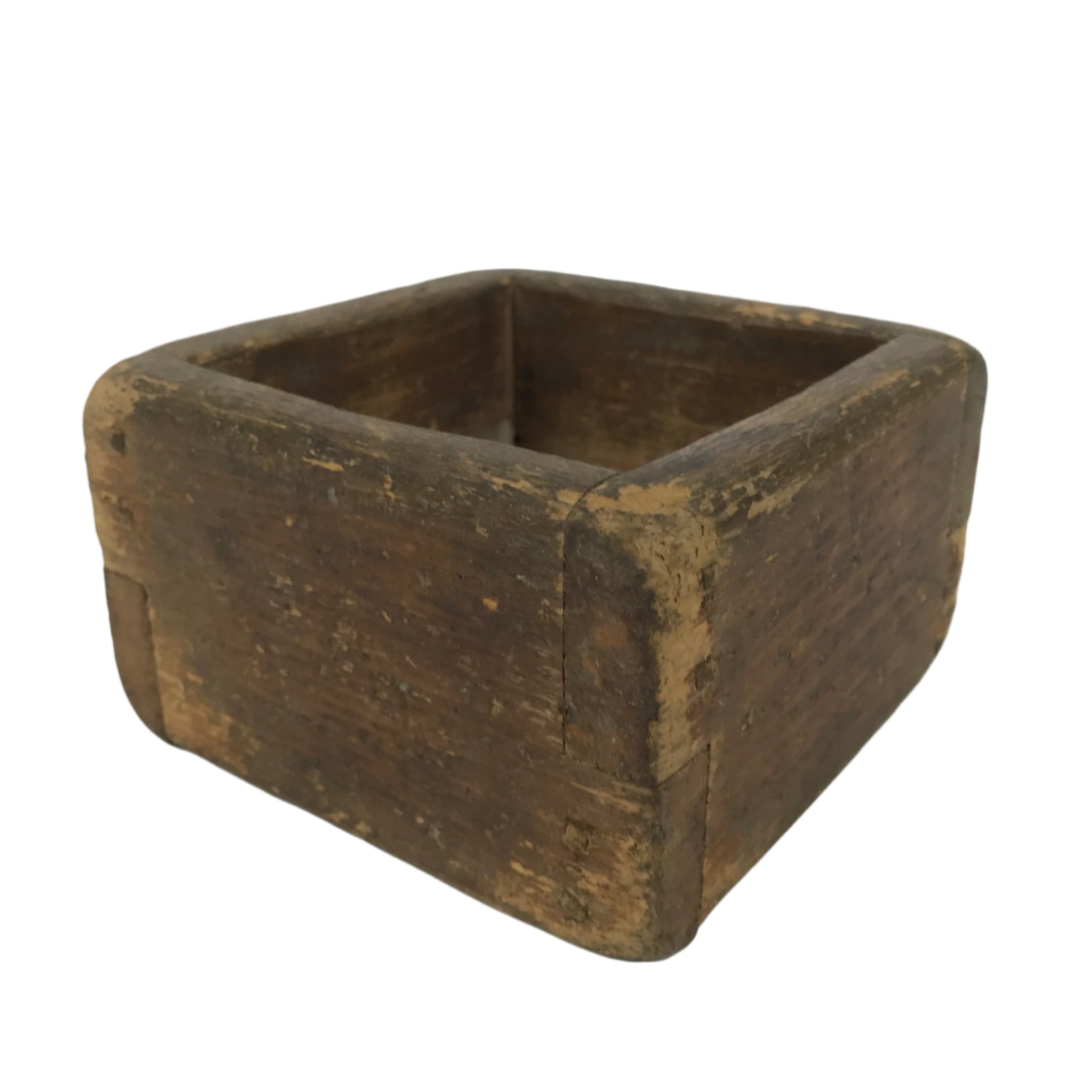 Antique Japanese Wooden Measuring Cup Masu Decoration Box Tool Brown L418