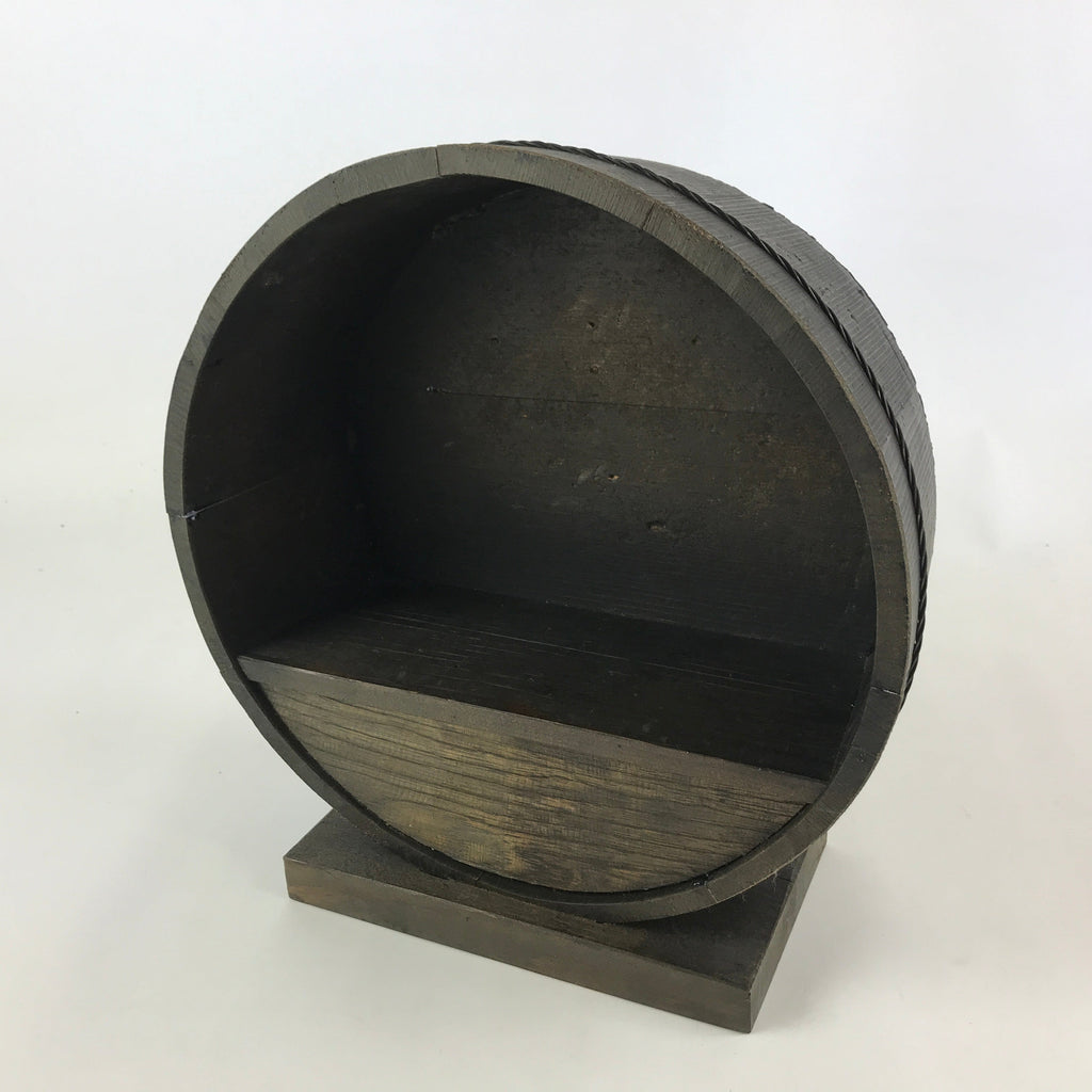 Antique Japanese Wooden Oke Bucket Display Shelf Trinket Showcase Brown T349