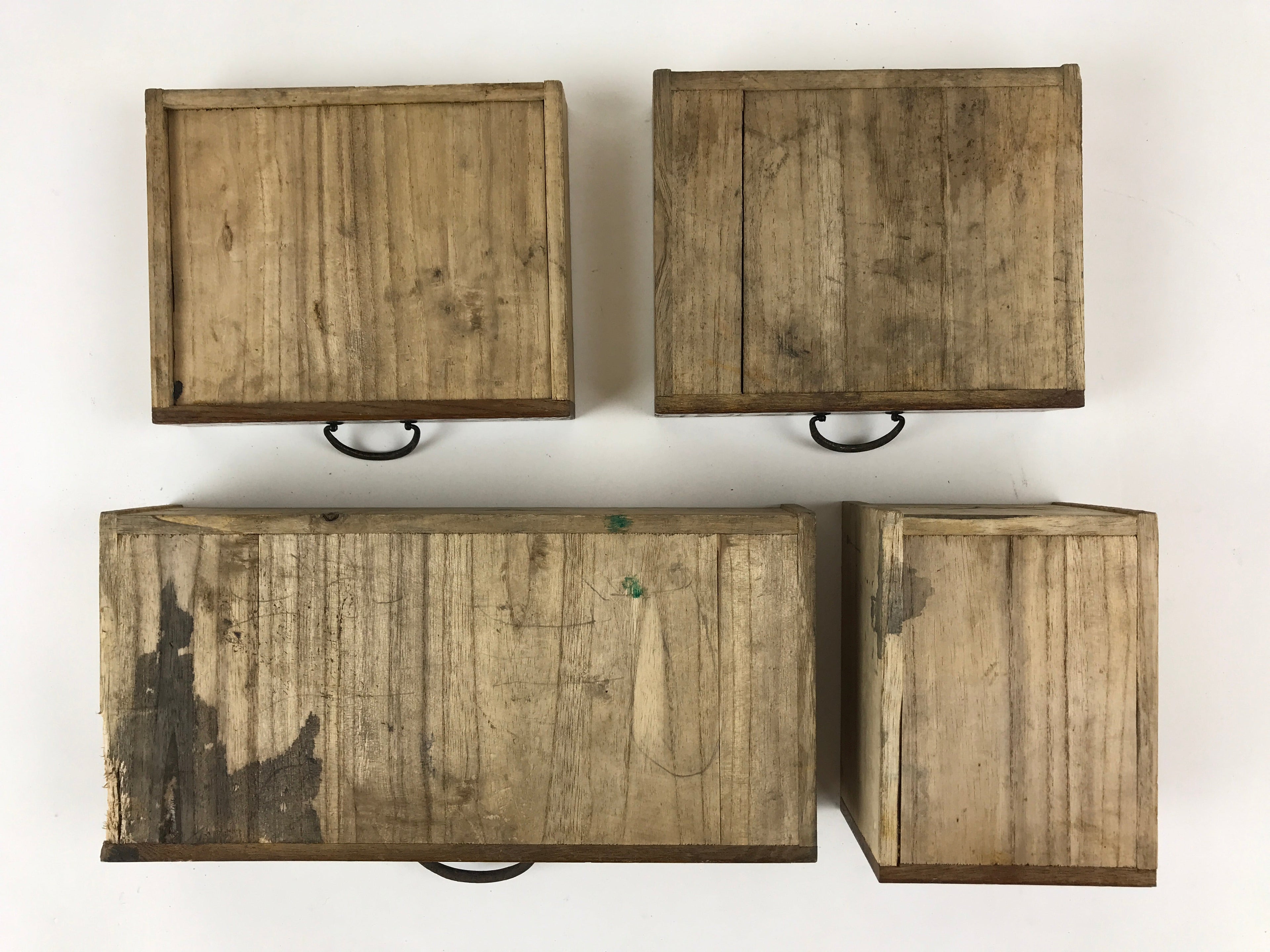 Antique Japanese Wooden Sewing Box Haribako Tansu 4 Drawers Dark Brown T338