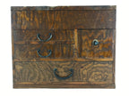Antique Japanese Wooden Sewing Box Haribako Tansu 4 Drawers Dark Brown T338