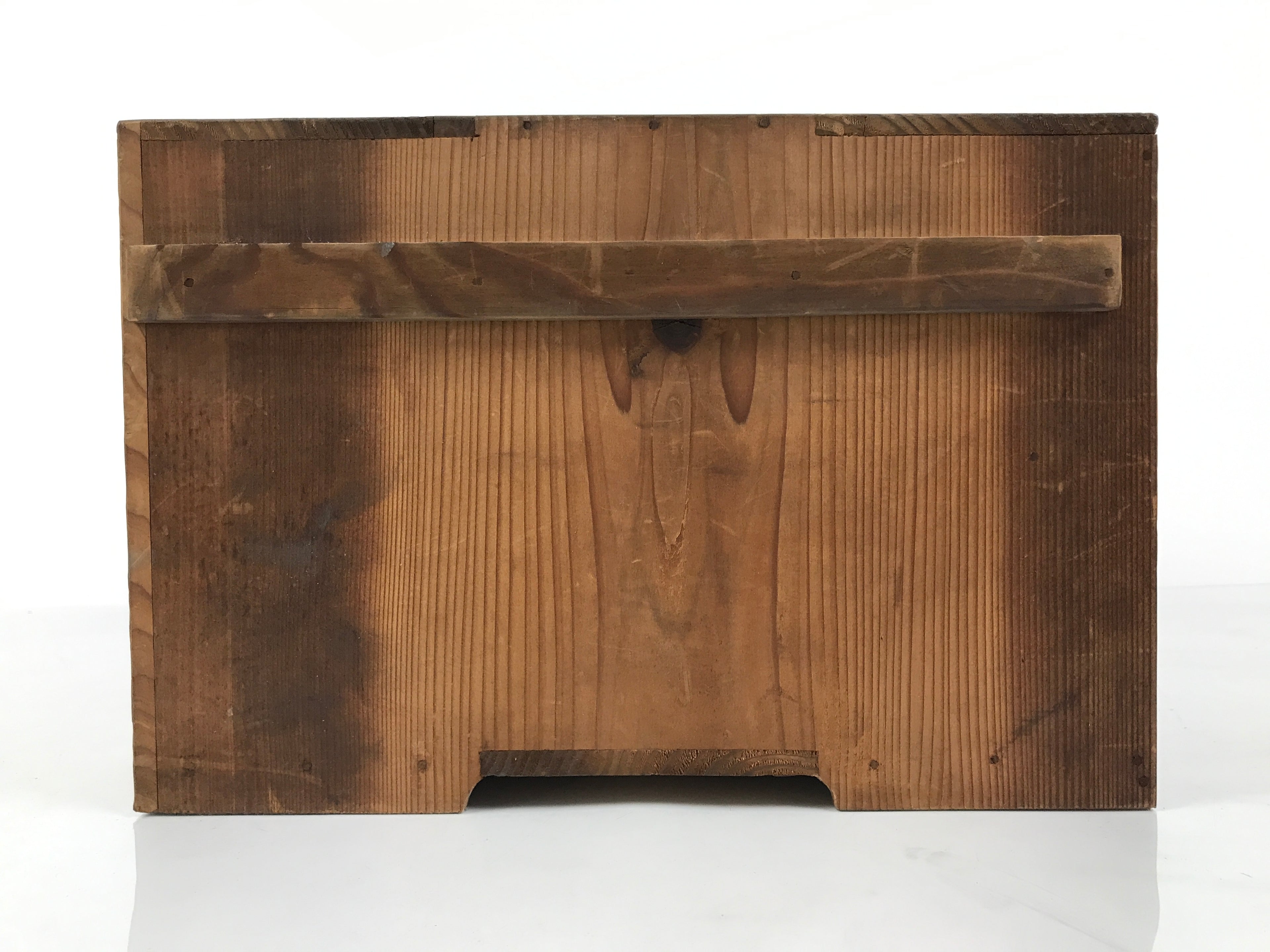 Antique Japanese Wooden Storage Box Pottery Hako Brown Inside 31x31.5x19cm X224
