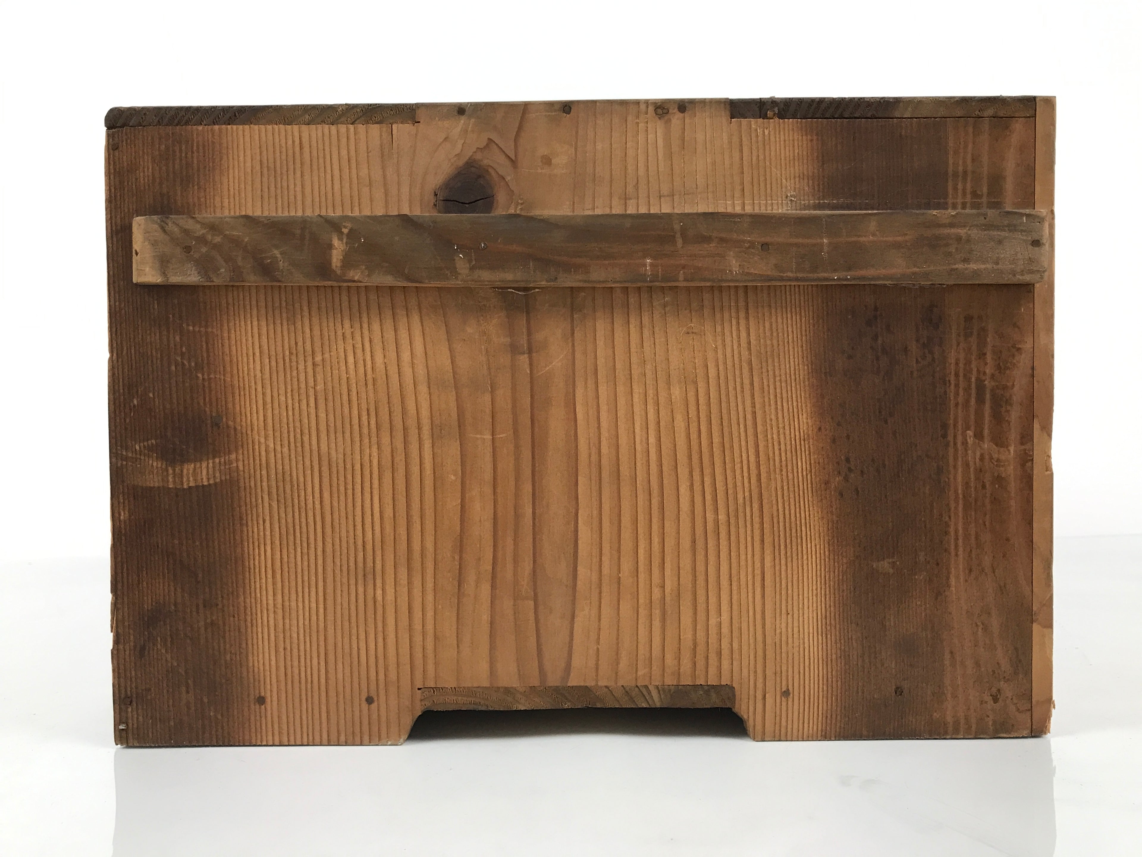 Antique Japanese Wooden Storage Box Pottery Hako Brown Inside 31x31.5x19cm X224