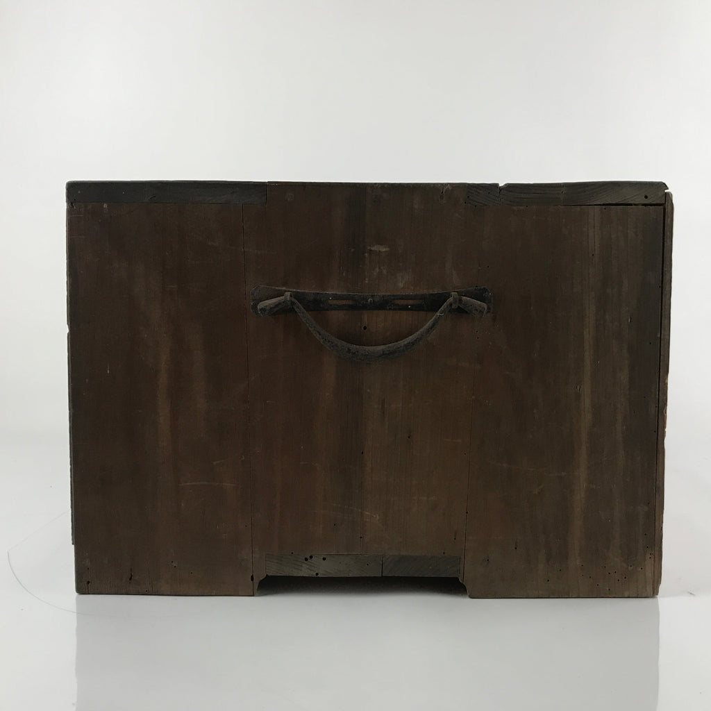 Antique Japanese Wooden Storage Chest Vtg Large Lockbox Safe 1 Drawer Iron X103