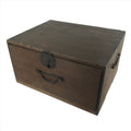 Antique Japanese Wooden Storage Chest Vtg Large Lockbox Safe 1 Drawer Iron X103