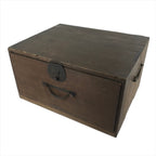 Antique Japanese Wooden Storage Chest Vtg Large Lockbox Safe 1 Drawer Iron X103