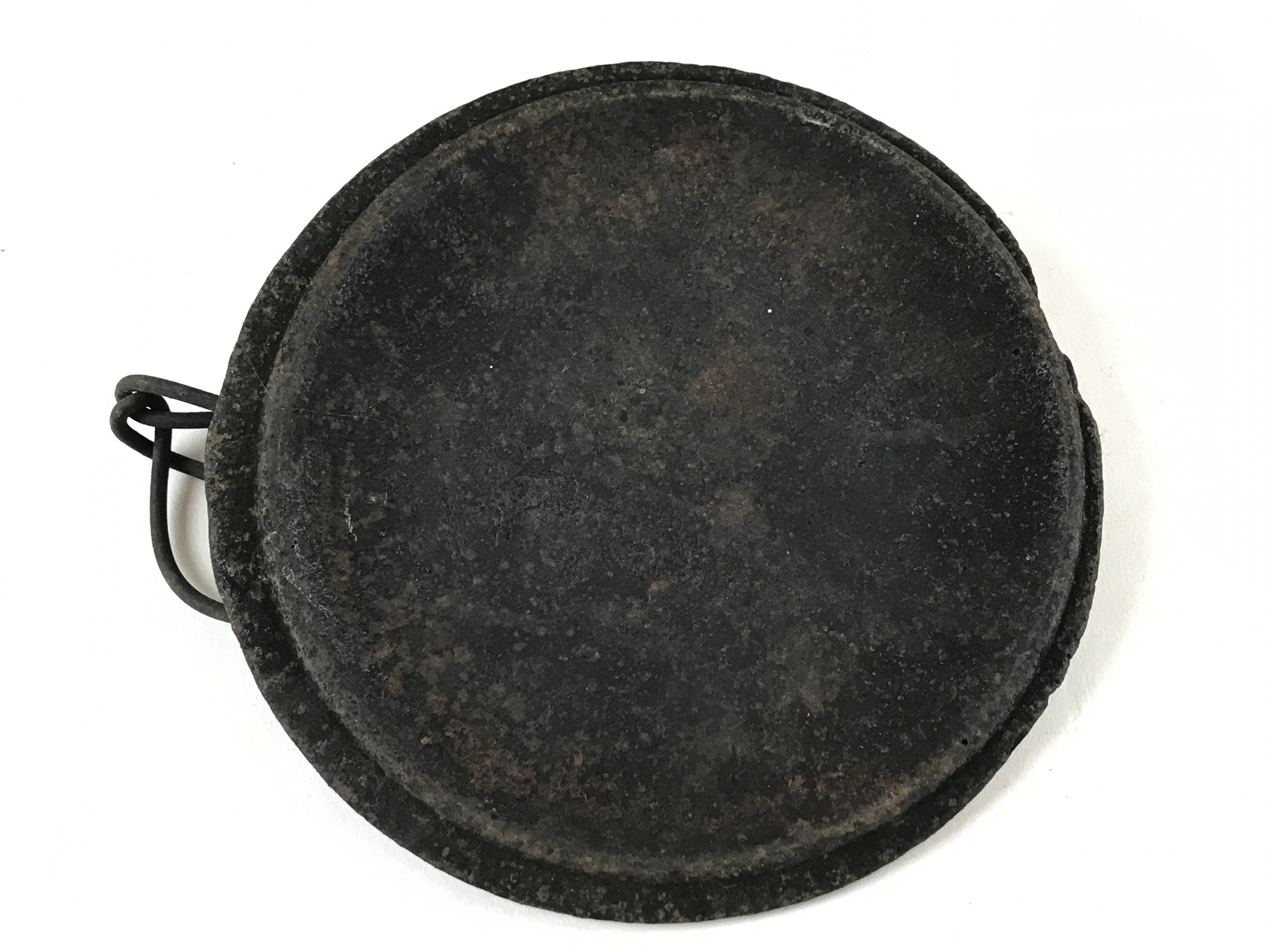 Antique Meiji Era Japanese Cast Iron Hanging Cook Pot Black Irori Hearth C25