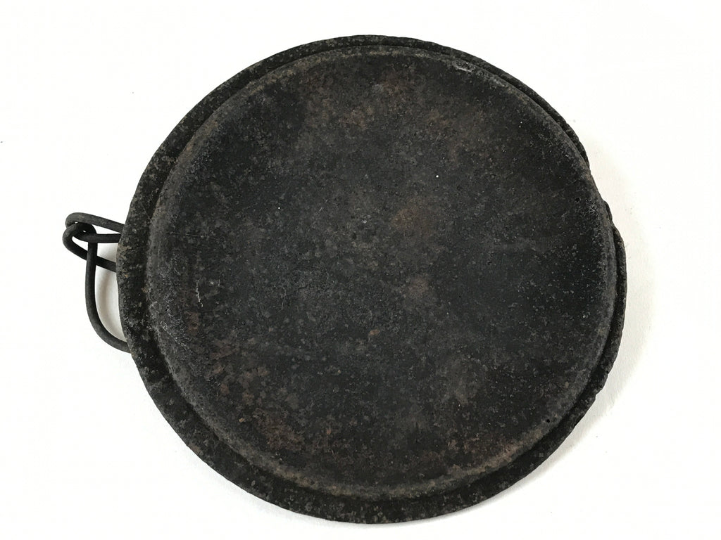 Antique Meiji Era Japanese Cast Iron Hanging Cook Pot Black Irori Hearth C25