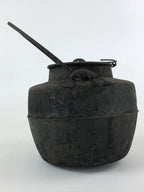 Antique Meiji Era Japanese Cast Iron Hanging Cook Pot Black Irori Hearth C25