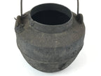Antique Meiji Era Japanese Cast Iron Hanging Cook Pot Black Irori Hearth C25