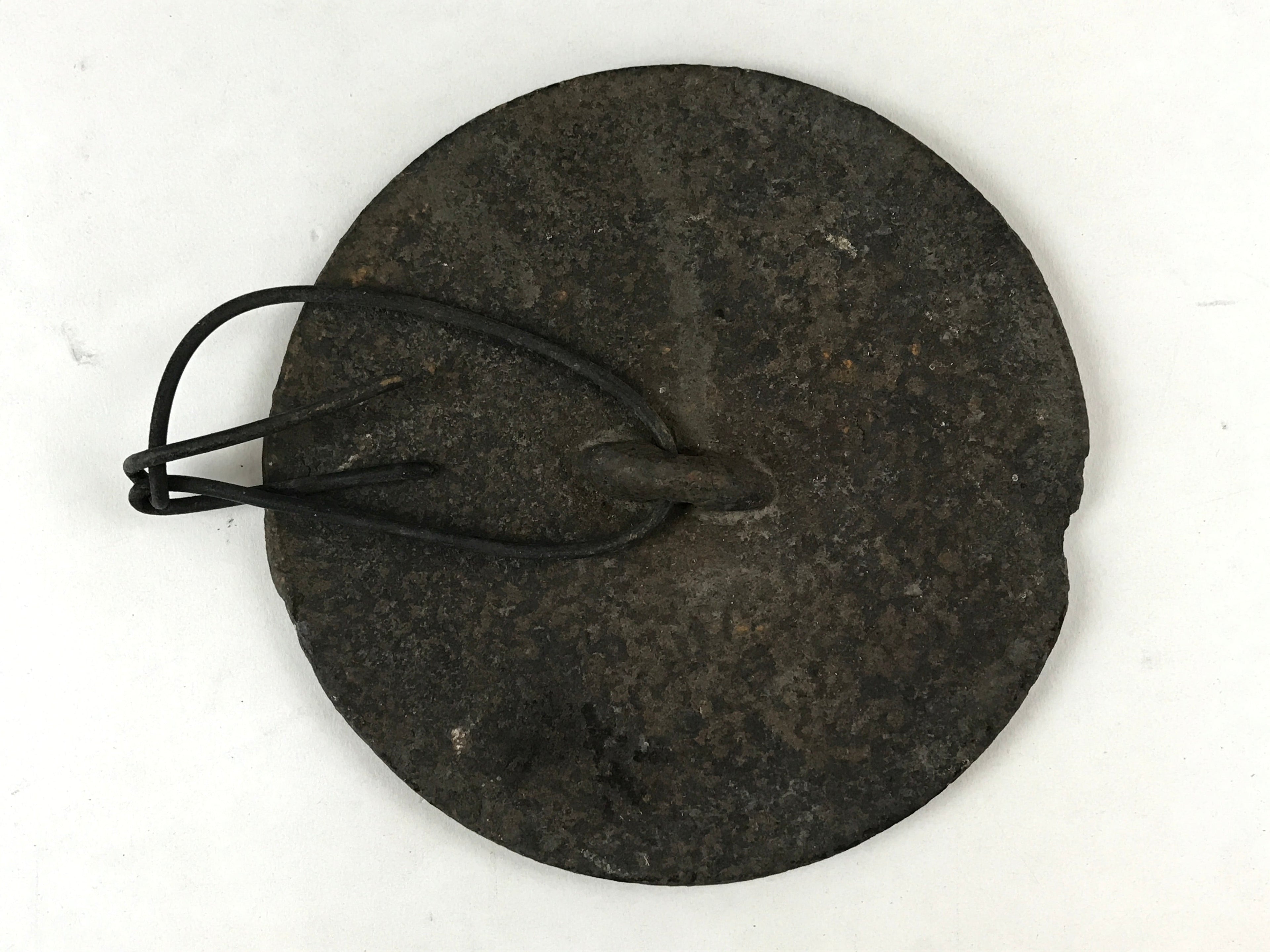 Antique Meiji Era Japanese Cast Iron Hanging Cook Pot Black Irori Hearth C25