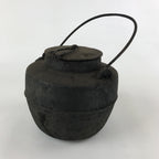 Antique Meiji Era Japanese Cast Iron Hanging Cook Pot Black Irori Hearth C25