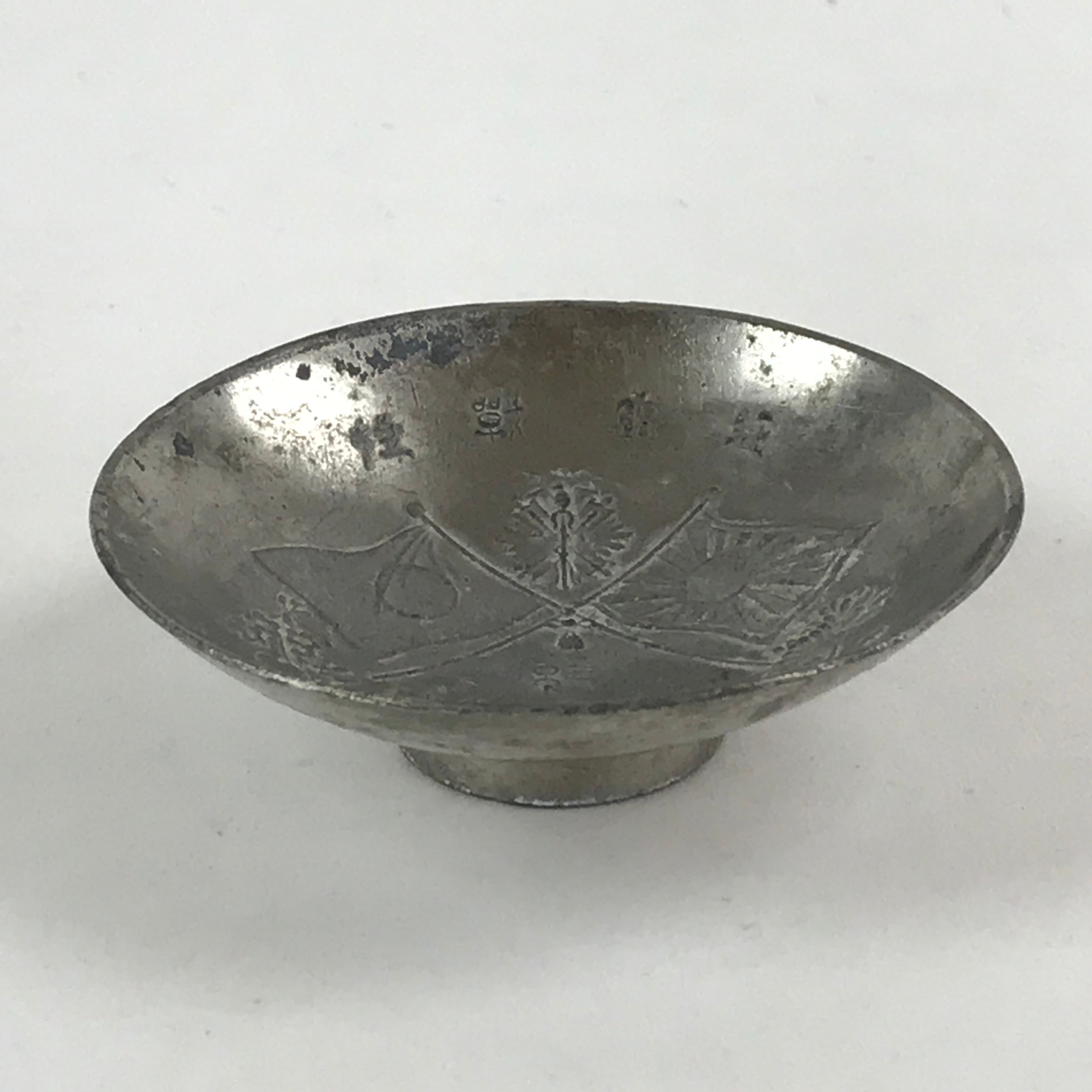 Antique Russo Japanese War Copper Silver Plated Sake Cup Sakazuki Guinomi C1895