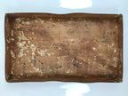 Antique Taisho Japanese Paper Mache Storage Box Hariko Craft Kanji Brown JK709