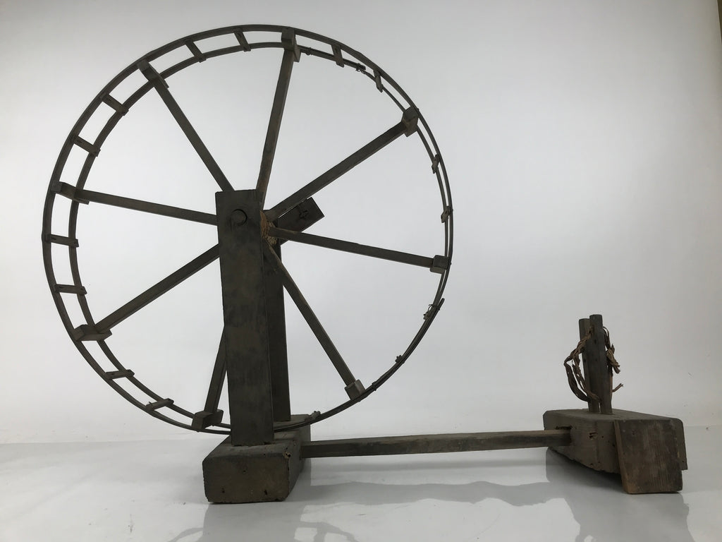 Antique Taisho Japanese Wooden Manual Spinning Wheel Itoguruma Silk Cotton JK861
