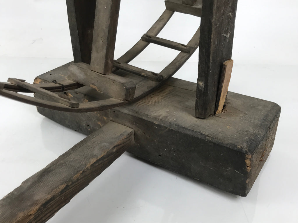 Antique Taisho Japanese Wooden Manual Spinning Wheel Itoguruma Silk Cotton JK861