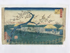 Antique c1860 Japanese Ukiyoe Woodblock Print Utagawa Hiroshige II Plum FL225