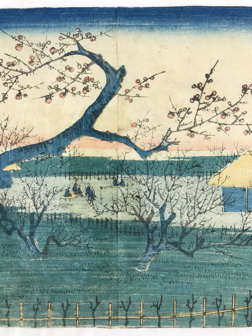 Antique c1860 Japanese Ukiyoe Woodblock Print Utagawa Hiroshige II Plum FL225
