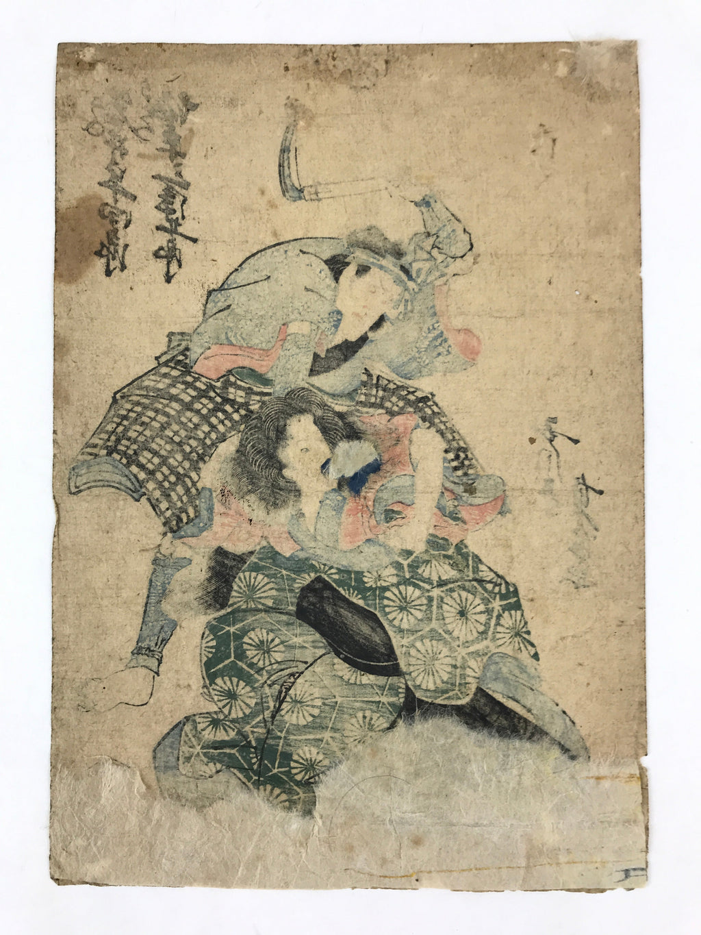 Antique c1880 Japanese Woodblock Print Iwai Hanshiro Bando Mitsugoro FL221