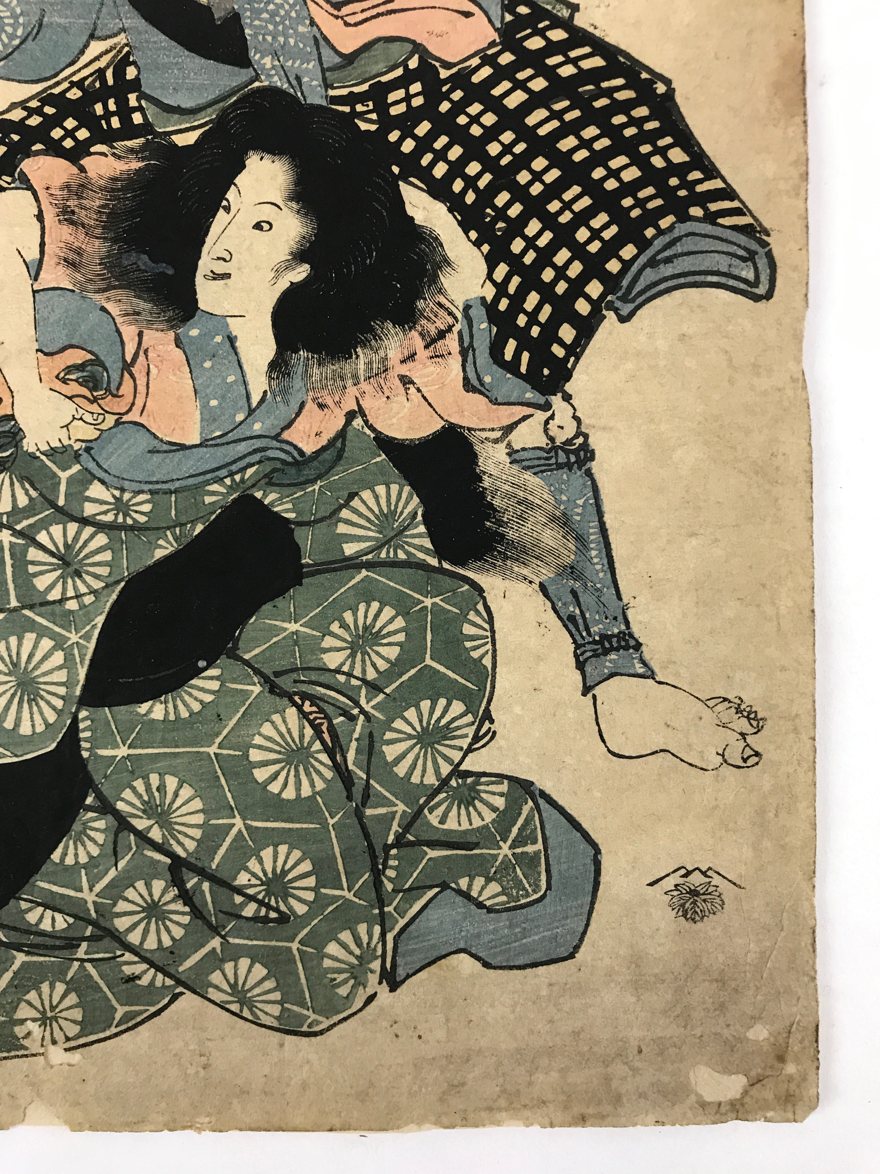 Antique c1880 Japanese Woodblock Print Iwai Hanshiro Bando Mitsugoro FL221