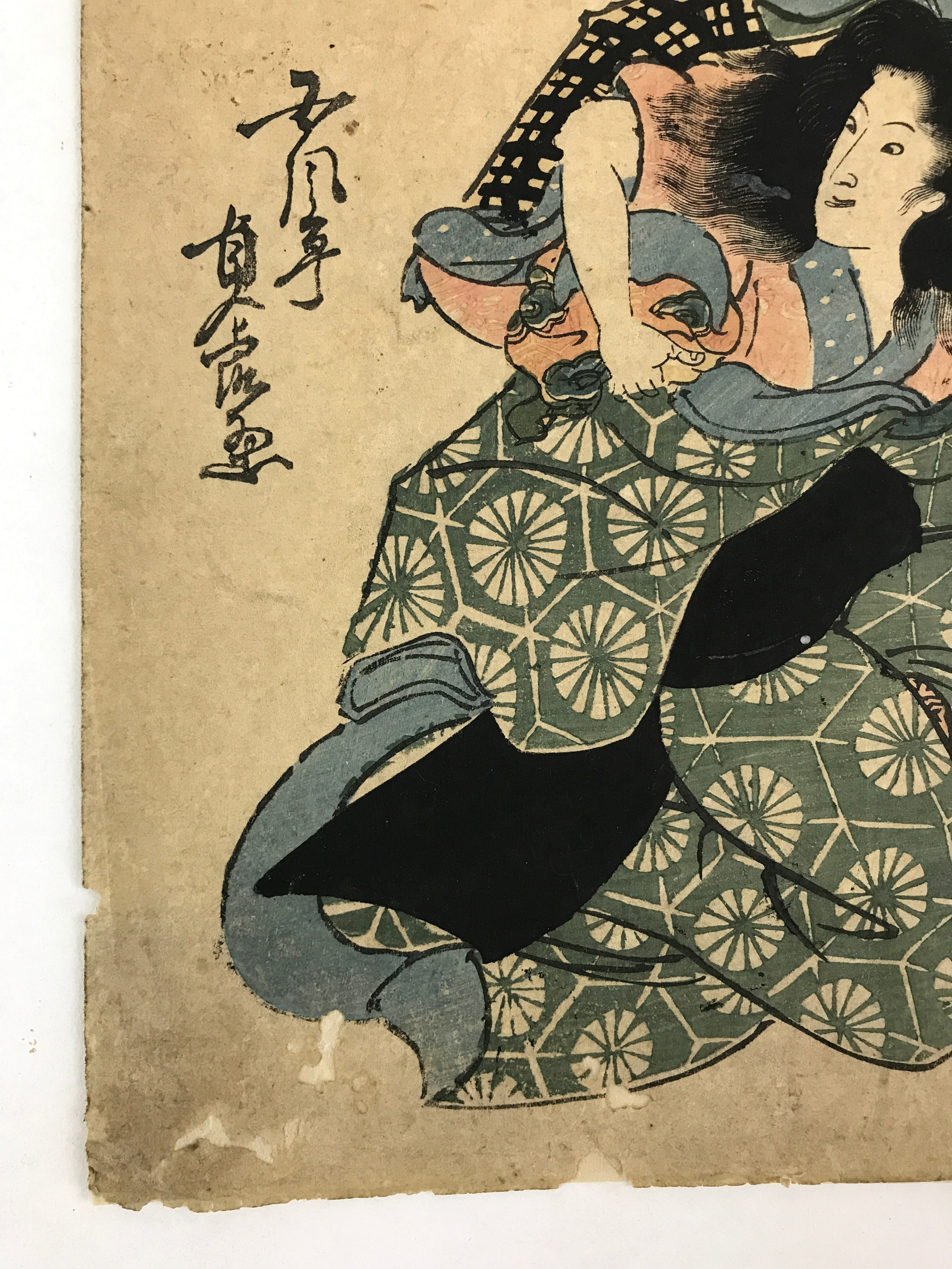 Antique c1880 Japanese Woodblock Print Iwai Hanshiro Bando Mitsugoro FL221